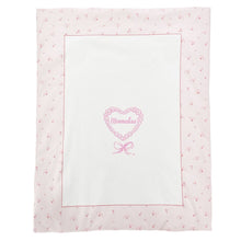 Load image into Gallery viewer, PRE ORDER - Ivory &amp; Pink Floral Heart Blanket