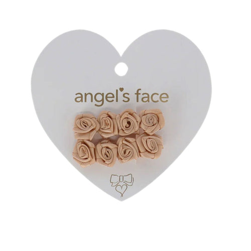 Champagne Satin Roses Hair Clips