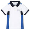 White & Blue Block Polo Top