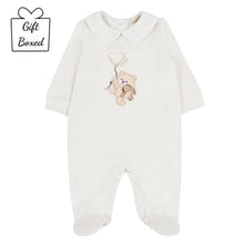 Load image into Gallery viewer, Ivory Velour Teddy Babygrow