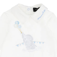 Load image into Gallery viewer, PRE ORDER - White &amp; Blue Elephant Babygrow