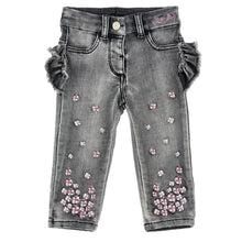 Load image into Gallery viewer, Grey Embroidered Flower Jeans