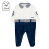 Navy & Ivory Checked Collar Babygrow