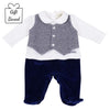 Navy & Ivory Waistcoat Babygrow