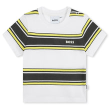 Load image into Gallery viewer, White &amp; Yellow Striped Baby T-Shirt