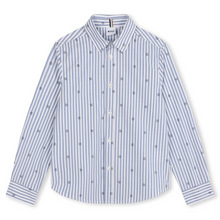 Load image into Gallery viewer, Blue &amp; White Striped Logo Shirt