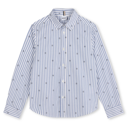 Blue & White Striped Logo Shirt