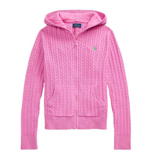 Load image into Gallery viewer, Girls Pink Cable Knit Hooded Cardigan