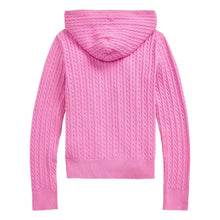 Load image into Gallery viewer, Girls Pink Cable Knit Hooded Cardigan