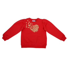 Load image into Gallery viewer, Red &amp; Metallic Gold Hearts Sweat Top