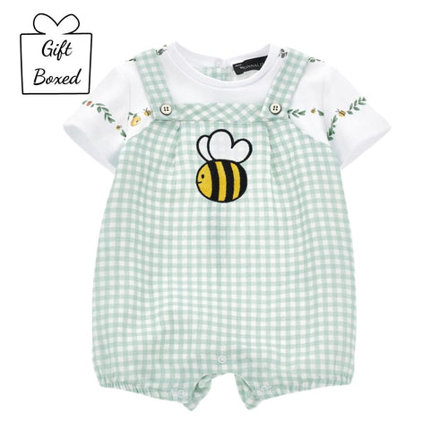 PRE ORDER - White & Green Bumble Bee Romper