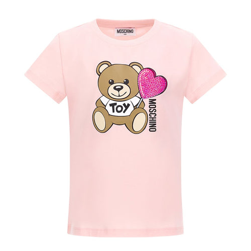 Pink Sequin Heart Teddy T-Shirt