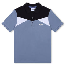 Load image into Gallery viewer, Slate Blue Colour Block Polo Top