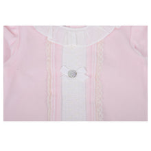 Load image into Gallery viewer, Pink Velour &amp; Lace Babygrow