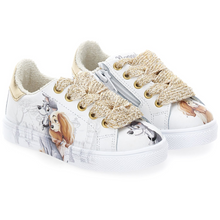 Load image into Gallery viewer, PRE ORDER - White &amp; Gold &#39;Lady &amp; The Tramp&#39; Trainers