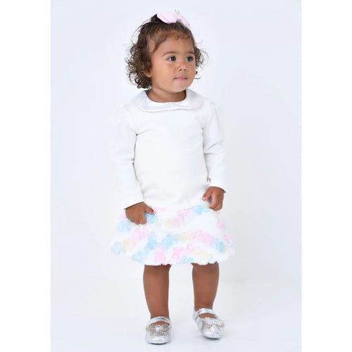 Ivory 'Frances' Fur Trim Baby Dress