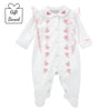 White Embroidered Roses Frill Babygrow