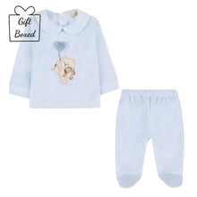 Load image into Gallery viewer, Pale Blue Velour Teddy 2 Piece Set