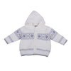 Ivory & Blue Knitted Jacket With Hood