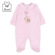 Load image into Gallery viewer, Pale Pink Velour Teddy Babygrow