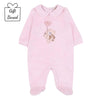 Pale Pink Velour Teddy Babygrow