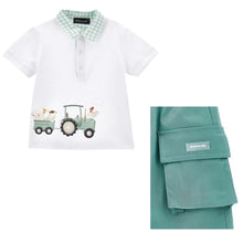 Load image into Gallery viewer, Green &amp; White Shorts &amp; Polo Top Set