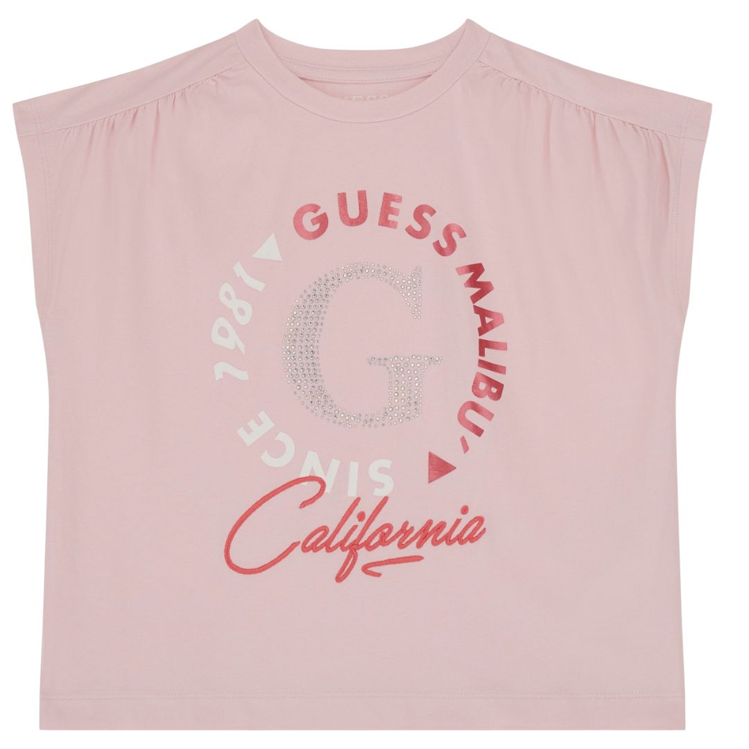 Pink Guess Malibu Logo T Shirt