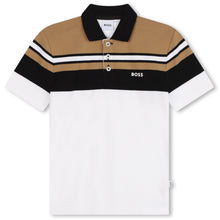 Load image into Gallery viewer, White Striped Polo Top