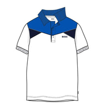 Load image into Gallery viewer, White &amp; Blue Colour Block Polo Top