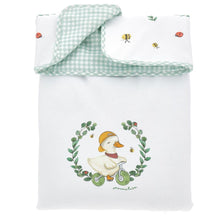 Load image into Gallery viewer, Reversible Green &amp; White Baby Blanket