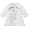 Ivory Smock & Blue Floral Embroidered Dress