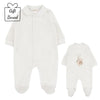 White Velour Front Opening Teddy Babygrow