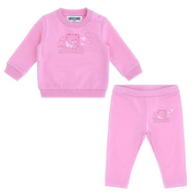 Load image into Gallery viewer, Babies Pink Teddy &amp; Metallic Heart Legging Set