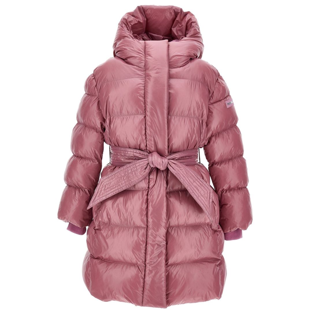 Monnalisa - Blush Tie Belt Logo Puffer Coat – Village Kids