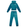 Teal Slim Leg Glitter & Diamante Logo Tracksuit