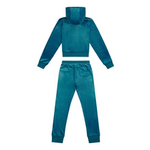 Load image into Gallery viewer, Teal Slim Leg Glitter &amp; Diamante Logo Tracksuit