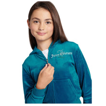 Load image into Gallery viewer, Teal Slim Leg Glitter &amp; Diamante Logo Tracksuit