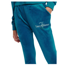 Load image into Gallery viewer, Teal Slim Leg Glitter &amp; Diamante Logo Tracksuit