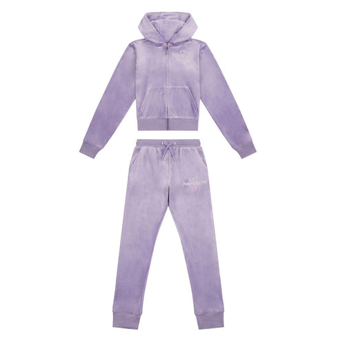 Lilac Slim Leg Glitter & Diamante Logo Tracksuit