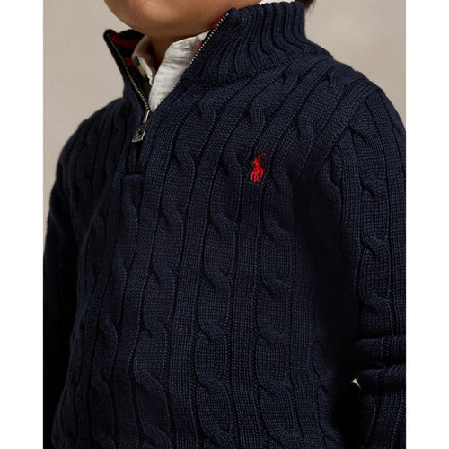 Navy Cable Knit 1/4 Zip Jumper