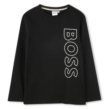 Load image into Gallery viewer, Black Vertical Logo LS T-Shirt