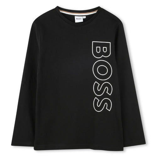 Black Vertical Logo LS T-Shirt