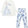 Ivory Elsa T-Shirt & Blue Rose Leggings Set