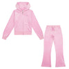 Pink Bootcut Diamante Logo Tracksuit