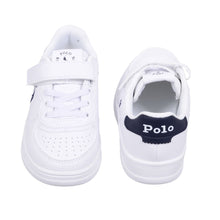 Load image into Gallery viewer, White &amp; Navy Velcro Trainers