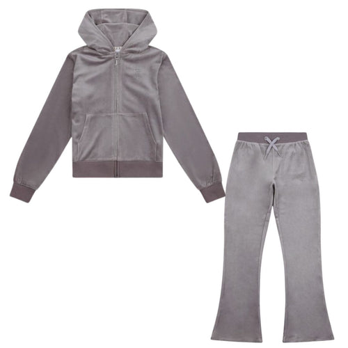 Grey Bootcut Diamante Logo Tracksuit