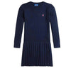 Navy Cable Knit Pleated Dress