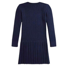 Load image into Gallery viewer, Navy Cable Knit Pleated Dress