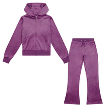 Load image into Gallery viewer, Purple Bootcut Diamante Logo Tracksuit