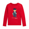 Girls Red LS Bear Top